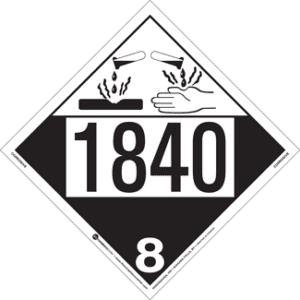 UN 1840, Hazard Class 8 - Corrosive, Permanent Self-Stick Vinyl - ICC USA