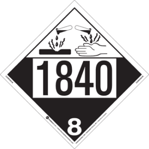 UN 1840, Hazard Class 8 - Corrosive, Permanent Self-Stick Vinyl - ICC USA