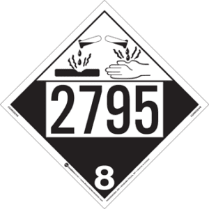 UN 2795, Hazard Class 8 - Corrosive, Permanent Self-Stick Vinyl - ICC USA
