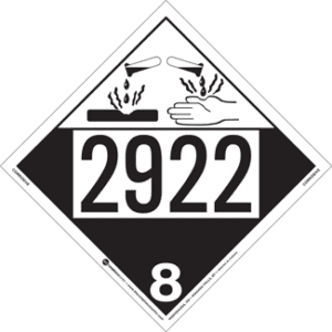 UN 2922, Hazard Class 8 - Corrosive, Permanent Self-Stick Vinyl - ICC USA