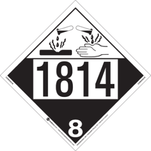 UN 1814, Hazard Class 8 - Corrosive Placard, Removable Self-Stick Vinyl - ICC USA