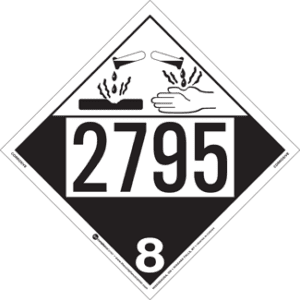 UN 2795, Hazard Class 8 - Corrosive Placard, Removable Self-Stick Vinyl - ICC USA