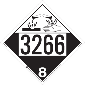 UN 3266, Hazard Class 8 - Corrosive Placard, Removable Self-Stick Vinyl - ICC USA