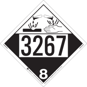 UN 3267, Hazard Class 8 - Corrosive Placard, Removable Self-Stick Vinyl - ICC USA