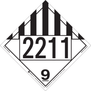 UN 2211, Hazard Class 9 - Miscellaneous Dangerous Goods, Removable Self-Stick Vinyl - ICC USA