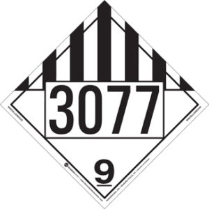 UN 3077, Hazard Class 9 - Miscellaneous Dangerous Goods Placard, Removable Self-Stick Vinyl - ICC USA