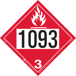 UN 1093, Hazard Class 3 - Flammable Liquid, Rigid Vinyl - ICC USA