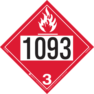 UN 1093, Hazard Class 3 – Flammable Liquid, Rigid Vinyl
