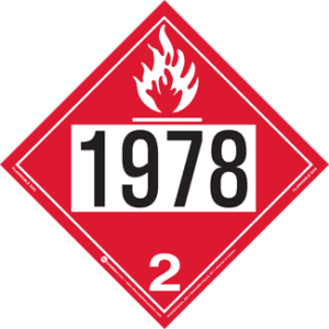 UN 1978, Hazard Class 2 - Flammable Gas, Rigid Vinyl - ICC USA