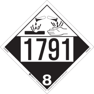 UN 1791, Hazard Class 8 - Corrosives, Rigid Vinyl - ICC USA
