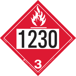 UN 1230 Placard, Hazard Class 3 - Flammable Liquid, Tagboard - ICC USA