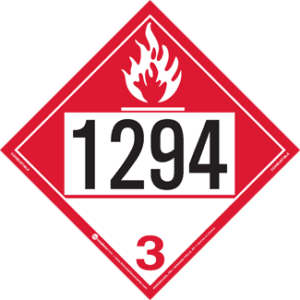 UN 1294, Hazard Class 3 - Cumbustible Liquid, Tagboard - ICC USA