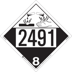 UN 2491, Hazard Class 8 - Corrosive, Tagboard - ICC USA