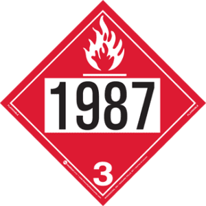 UN 1987, Hazard Class 3 - Flammable Liquid, Rigid Vinyl, 2-Sided - ICC USA