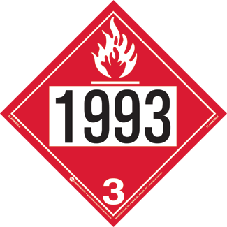 UN 1993 & UN 1203, Hazard Class 3 – Flammable Liquid, Rigid Vinyl, 2-Sided