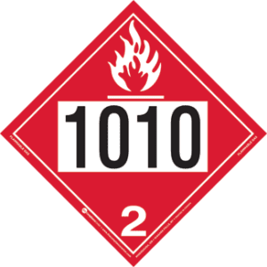 UN 1010, Hazard Class 2 - Flammable Gas, Rigid Vinyl, 2-Sided - ICC USA
