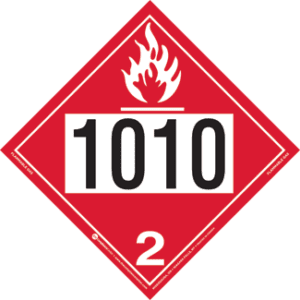 UN 1010, Hazard Class 2 - Flammable Gas, Rigid Vinyl, 2-Sided - ICC USA