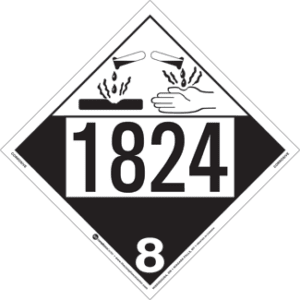 UN 1824, Hazard Class 8 - Corrosives, Rigid Vinyl, 2-Sided - ICC USA