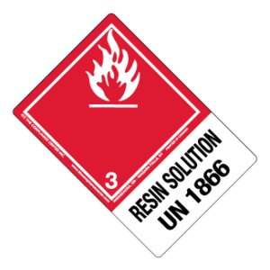 Hazard Class 3 - Flammable Liquid, Non-Worded, High-Gloss Label, Shipping Name-Large Tab, UN1866, 500/roll - ICC USA