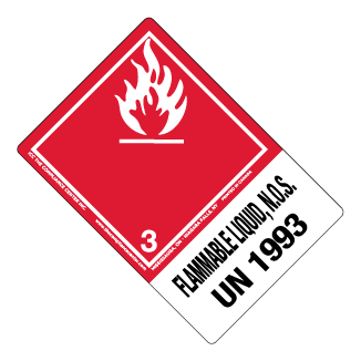 Hazard Class 3 – Flammable Liquid, Non-Worded, High-Gloss Label, Shipping Name-Large Tab, UN1993, 500/roll