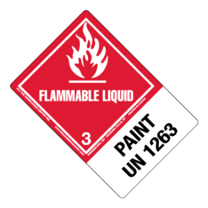 Hazard Class 3 - Flammable Liquid, Worded, High-Gloss Label, Shipping Name-Large Tab, UN1263, 500/roll - ICC USA