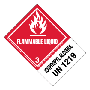 Hazard Class 3 - Flammable Liquid, Worded, High-Gloss Label, Shipping Name-Large Tab, UN1219, 500/roll - ICC USA