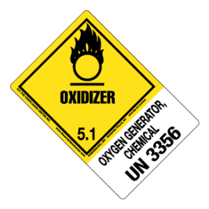 Hazard Class 5.1 - Oxidizer, Worded, High-Gloss Label, Shipping Name-Large Tab, UN3356, 500/roll - ICC USA