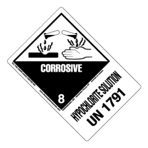 Hazard Class 8 - Corrosive Material, Worded, High-Gloss Label, Shipping Name-Large Tab, UN1791, 500/roll - ICC USA