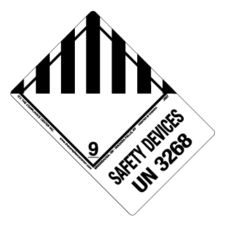 Hazard Class 9 – Miscellaneous Hazardous Material, Non-Worded, High-Gloss Label, Shipping Name-Large Tab, UN3268, 500/roll