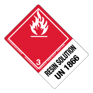 Hazard Class 3 - Flammable Liquid, Non-Worded, Vinyl Label, Shipping Name-Large Tab, UN1866, 500/roll - ICC USA