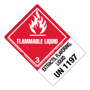 Hazard Class 3 - Flammable Liquid, Worded, Vinyl Label, Shipping Name-Large Tab, UN1197, 500/roll - ICC USA