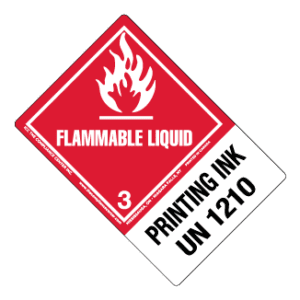 Hazard Class 3 - Flammable Liquid, Worded, Vinyl Label, Shipping Name-Large Tab, UN1210, 500/roll - ICC USA