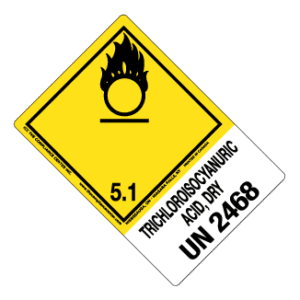 Hazard Class 5.1 - Oxidizer, Non-Worded, Vinyl Label, Shipping Name-Large Tab, UN2468, 500/roll - ICC USA