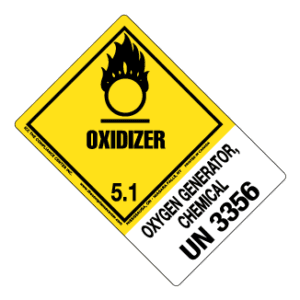 Hazard Class 5.1 - Oxidizer, Worded, Vinyl Label, Shipping Name-Large Tab, UN3356, 500/roll - ICC USA