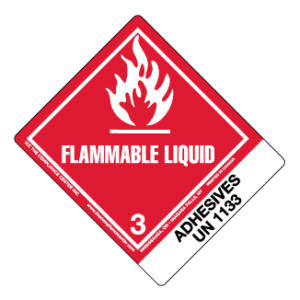 Hazard Class 3 - Flammable Liquid, Worded, High-Gloss Label, Shipping Name-Standard Tab, UN1133, 500/roll - ICC USA