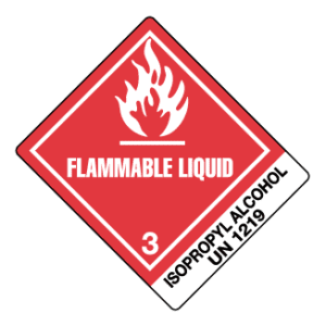 Hazard Class 3 - Flammable Liquid, Worded, High-Gloss Label, Shipping Name-Standard Tab, UN1219, 500/roll - ICC USA
