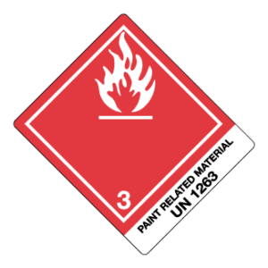 Hazard Class 3 - Flammable Liquid, Non-Worded, Vinyl Label, Shipping Name-Standard Tab, UN1263, 500/roll - ICC USA