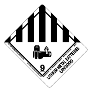Hazard Class 9 - Lithium Batteries, Non-Worded, Vinyl Label, Shipping Name-Standard Tab, UN3090, 500/roll - ICC USA