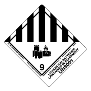 Hazard Class 9 - Lithium Batteries, Non-Worded, Vinyl Label, Shipping Name-Standard Tab, UN3091, 500/roll - ICC USA