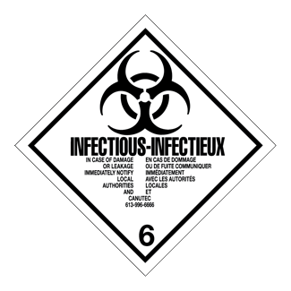 Hazard Class 6 2 Infectious Non Worded Vinyl Label ICC Compliance 