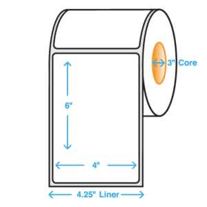 4" x 6" Polypropylene Label, Matte, 500/roll - ICC USA