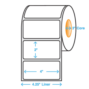 4" x 2" Polypropylene Label - Matte, 1000/roll - ICC USA