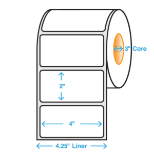 4" x 2" Polypropylene Label, Matte, 1000/roll - ICC USA