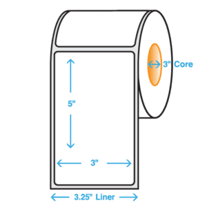 3" x 5" Polypropylene Label, Matte, 1000/roll - ICC USA