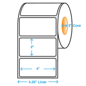 4" x 2" Polypropylene Label - Matte, 2000/roll - ICC USA
