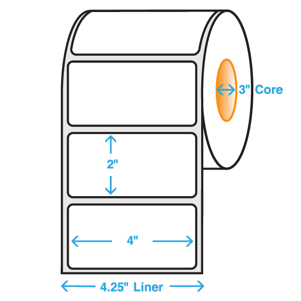 4" x 2" Polypropylene Label - Matte, 2000/roll - ICC USA 4" x 2" Polypropylene Label - Matte, 2000/roll - ICC USA