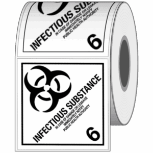 Hazard Class 6.2 - Infectious, Worded, High-Gloss Label, 500/roll - ICC USA