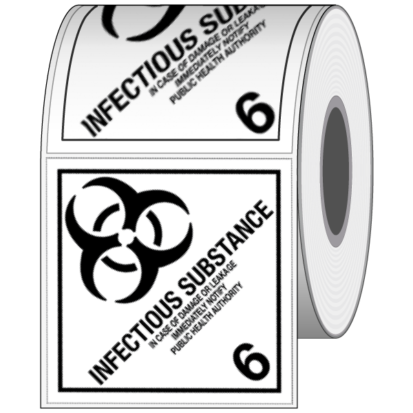 Hazard Class 6.2 - Infectious, Worded, High-Gloss Label, 500/roll - ICC USA Hazard Class 6.2 - Infectious, Worded, High-Gloss Label, 500/roll - ICC USA