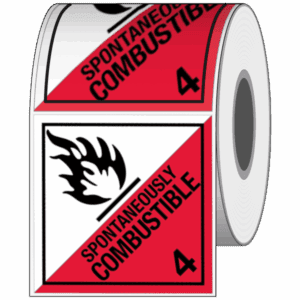 Hazard Class 4.2 - Spontaneously Combustible Material, Worded, High-Gloss Label, 500/roll - ICC USA