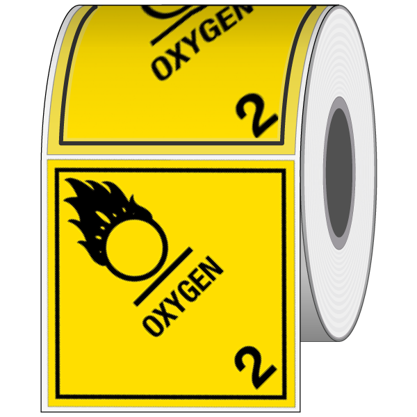 Hazard Class 2.2 (5.1) - Oxygen, Worded, High-Gloss Label, 500/roll - ICC USA Hazard Class 2.2 (5.1) - Oxygen, Worded, High-Gloss Label, 500/roll - ICC USA
